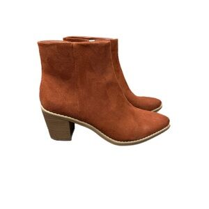Women's Suede Ankle Boots - Rust